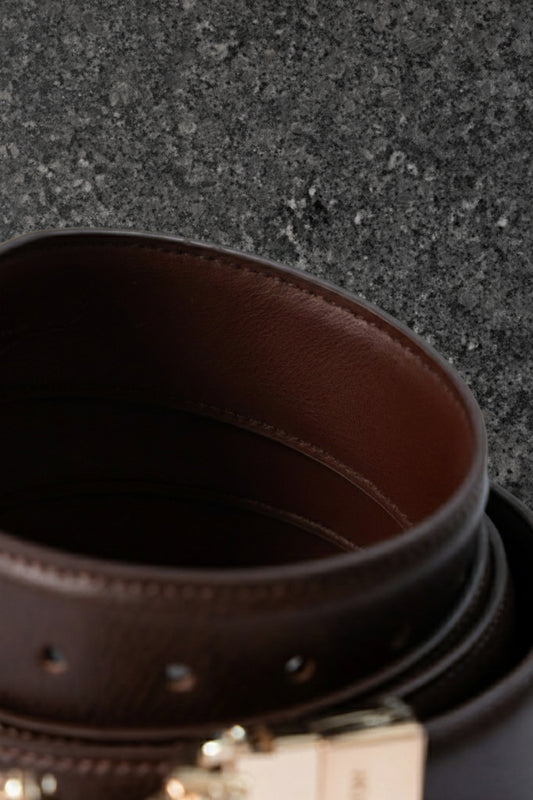 Premium Genuine Leather Belt for Men - Signature Buckle