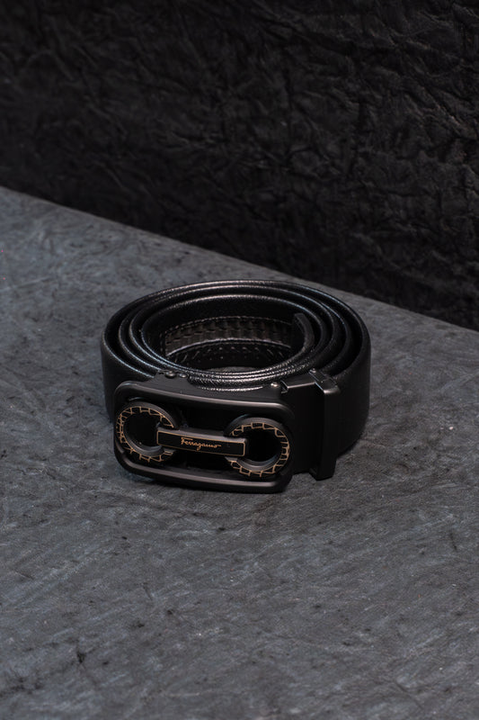 Premium Genuine Leather Belt for Men - Signature Buckle