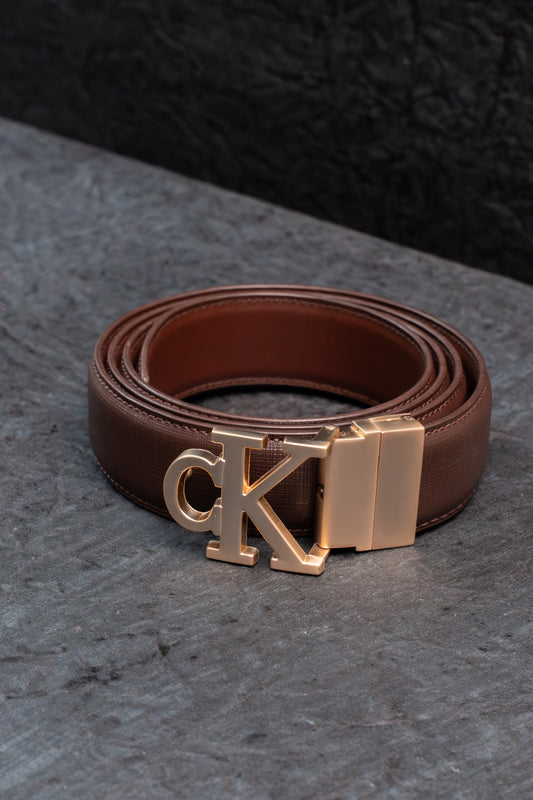 Premium Genuine Leather Belt for Men - CK signature Buckle