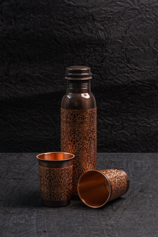 Itiching Design Copper Bottle Glass Set