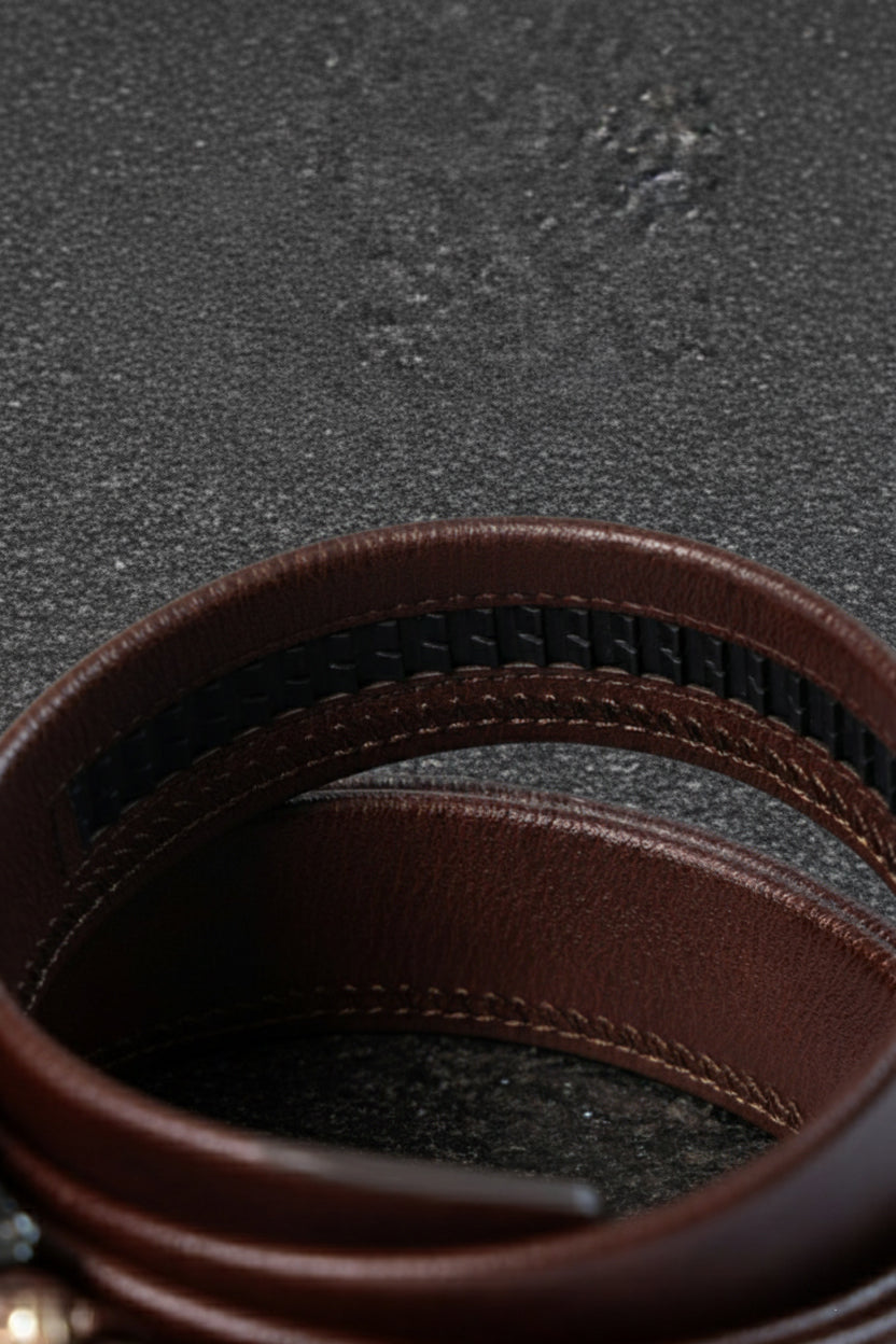 Premium Genuine Leather Belt for Men - Versace Round Buckle