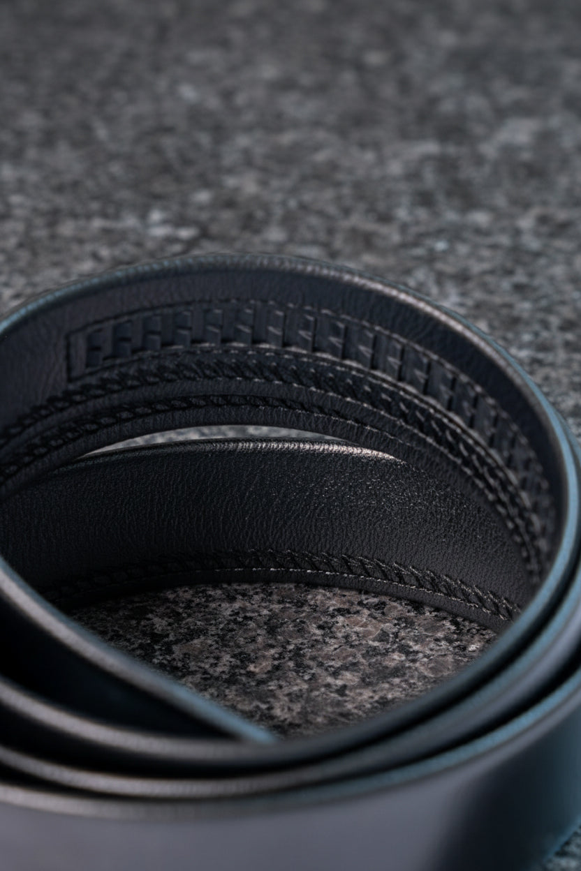 Premium Genuine Leather Belt for Men - Blueberry Buckle