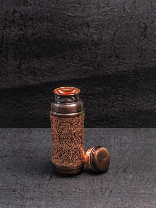 Antique Etching Jumbo Copper Bottle