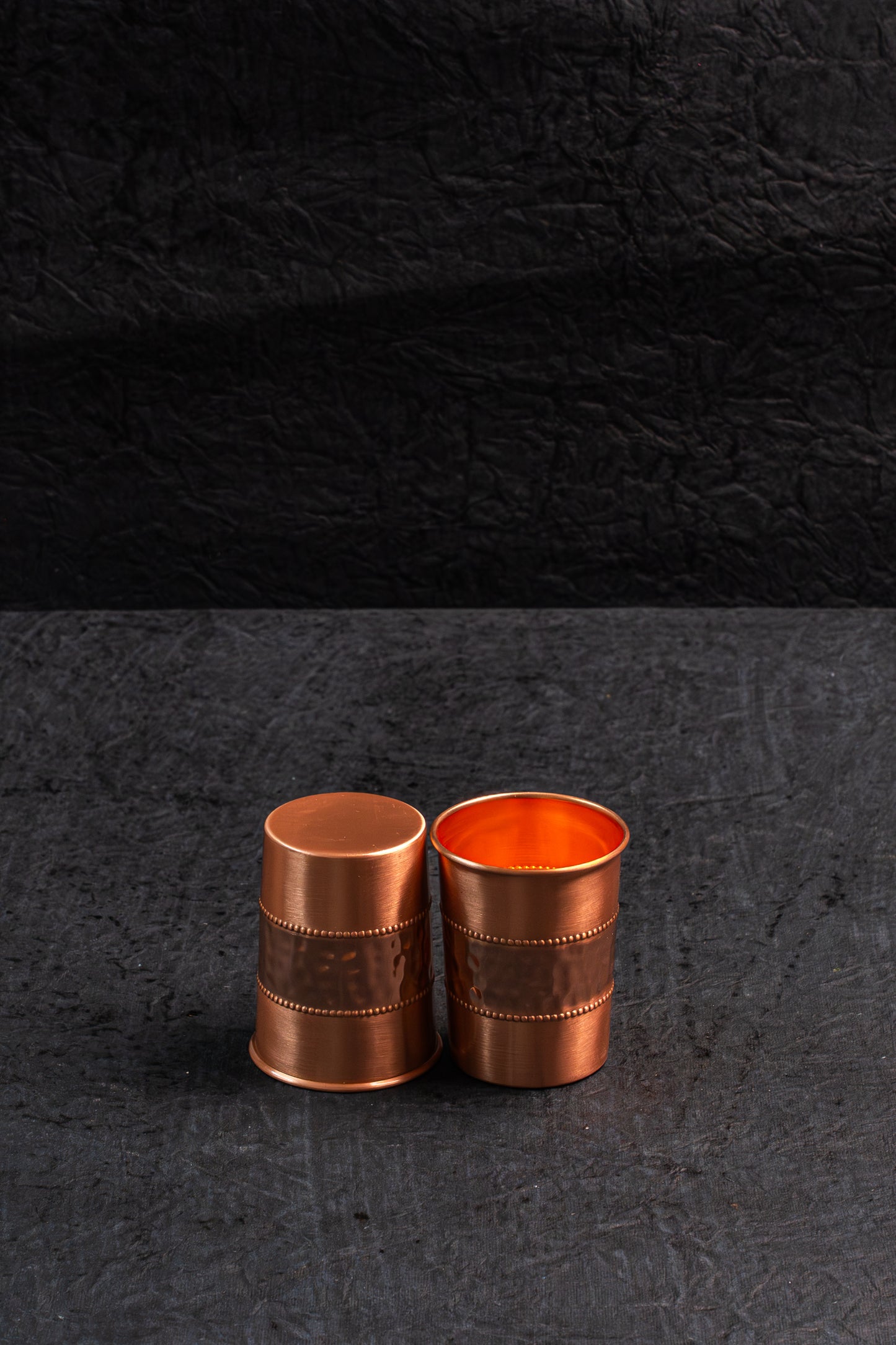 Hammered Copper Bottle Set with Glass