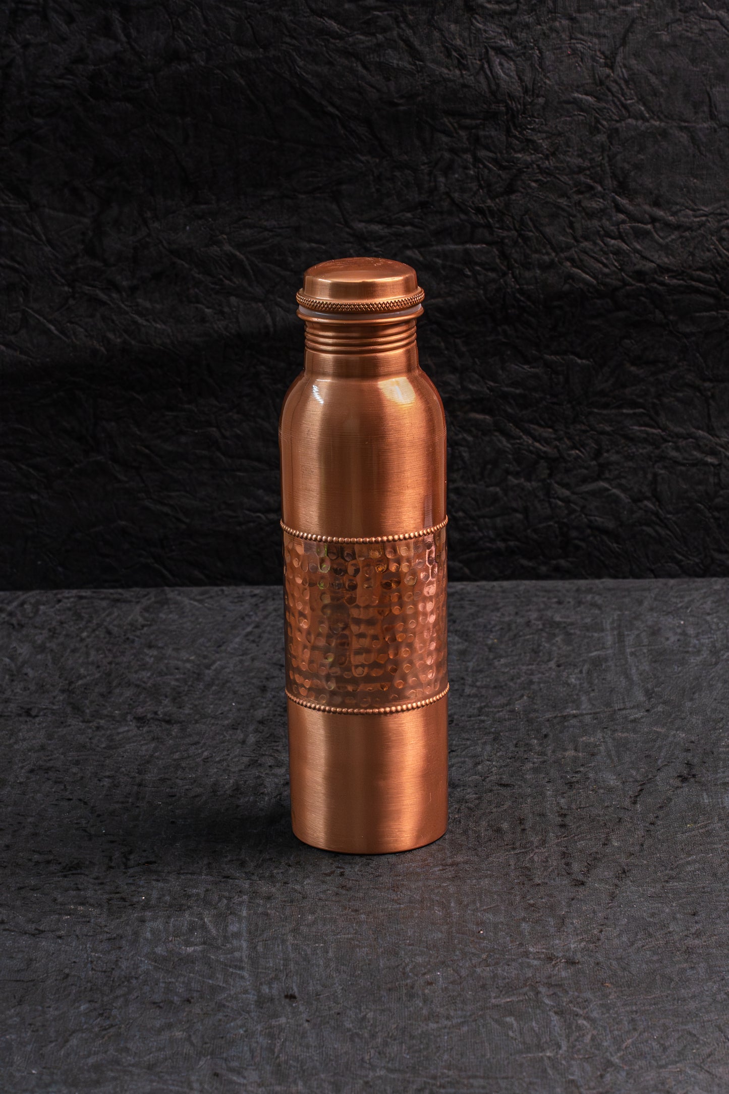 Hammered Copper Bottle Set with Glass