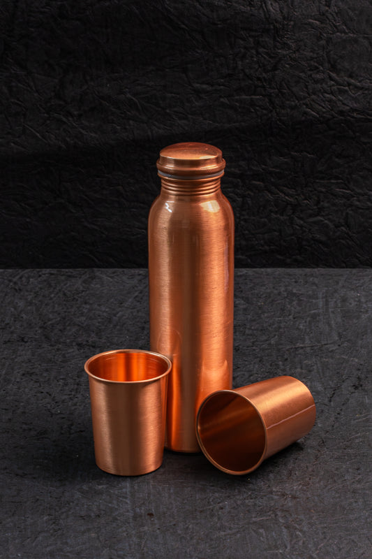Copper Bottle Set with Glass